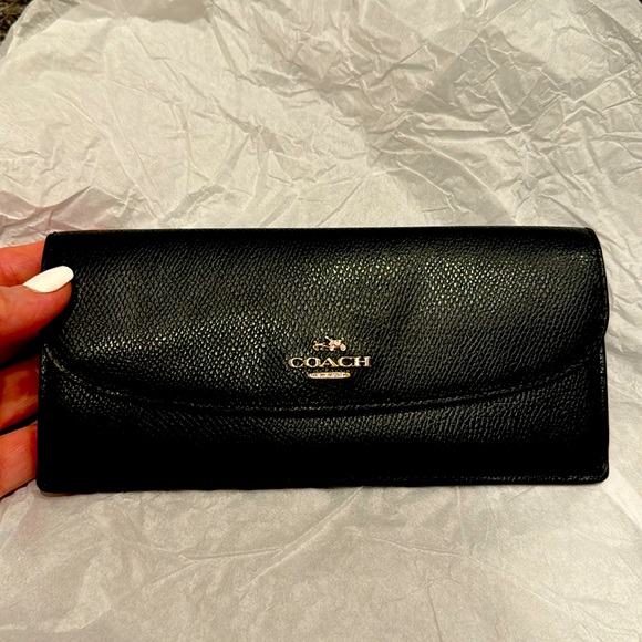 Coach Handbags - Coach Soft Wallet in Black Crossgrain Saffiano Leather
